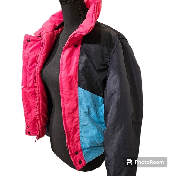 Inside Edge Polyester Filled Black Pink Blue Nylon High Neck Jacket Size S - Picture 6 of 11